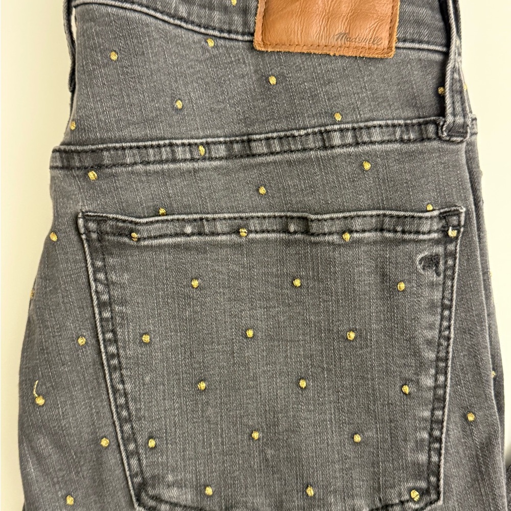 Madewell Women's Black Grey 10" High Rise Skinny Jeans Metallic Dot Edition 30 - Picture 16 of 16